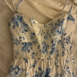 Altar'd State Blue and White Floral Maxi Dress